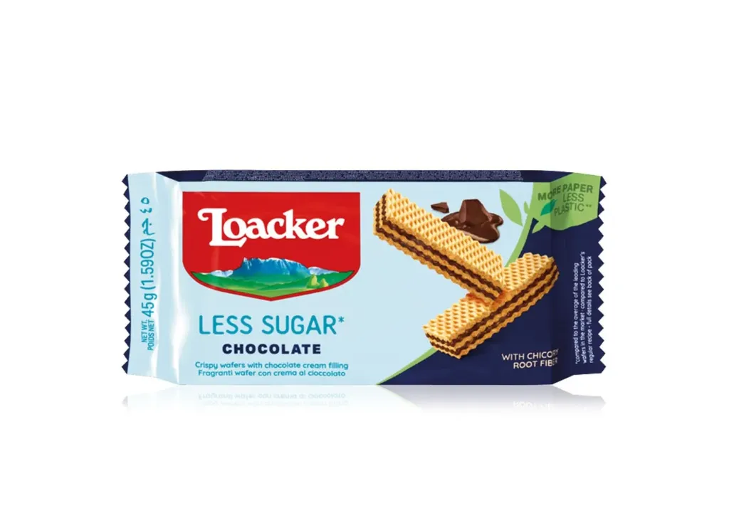 لوكر شيكولاتة قليل السكر 45  جم/LOACKER CHOCOLATE LESS SUGAR 45 G