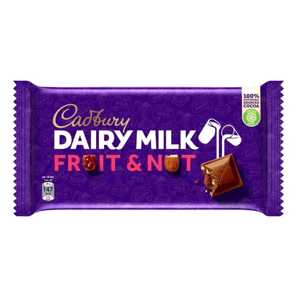 كادبورى ديرى ميلك فروت اند نوتس 110جم/CADBURY DAIRY MILK FRUIT AND NUTS 110g