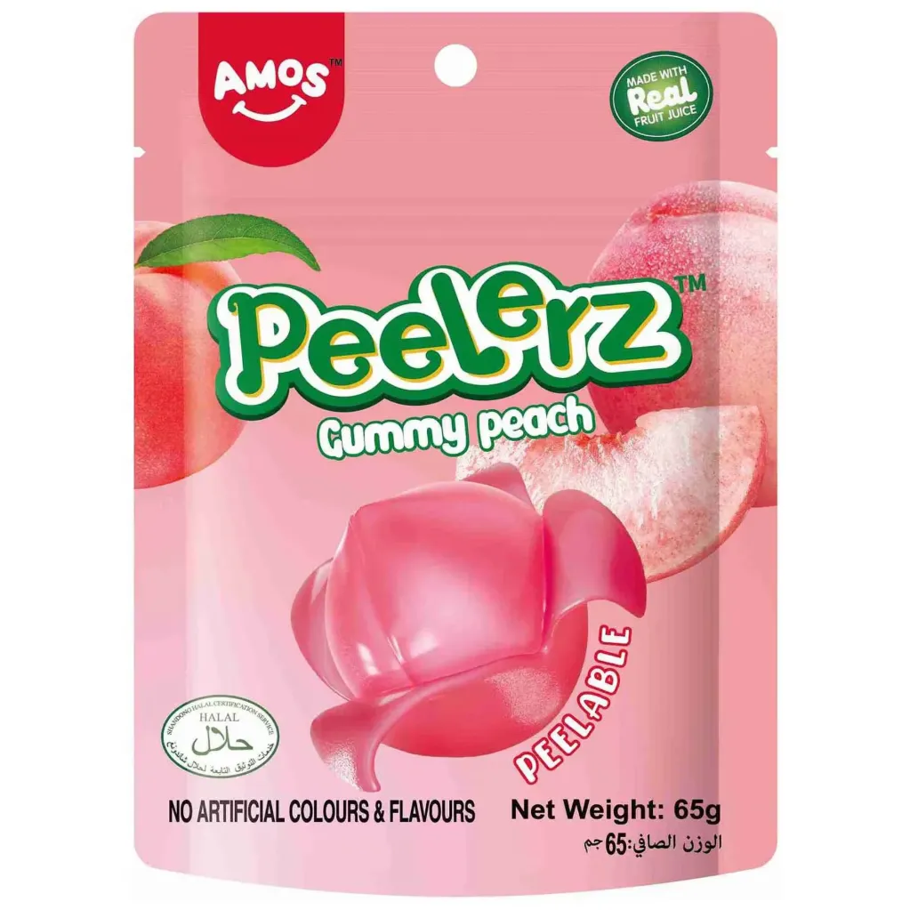 أموس بيلرز حلوى جيلى نكهة الخوخ 65  جم/AMOS PEELERZ GUMMY PEACH 65 G