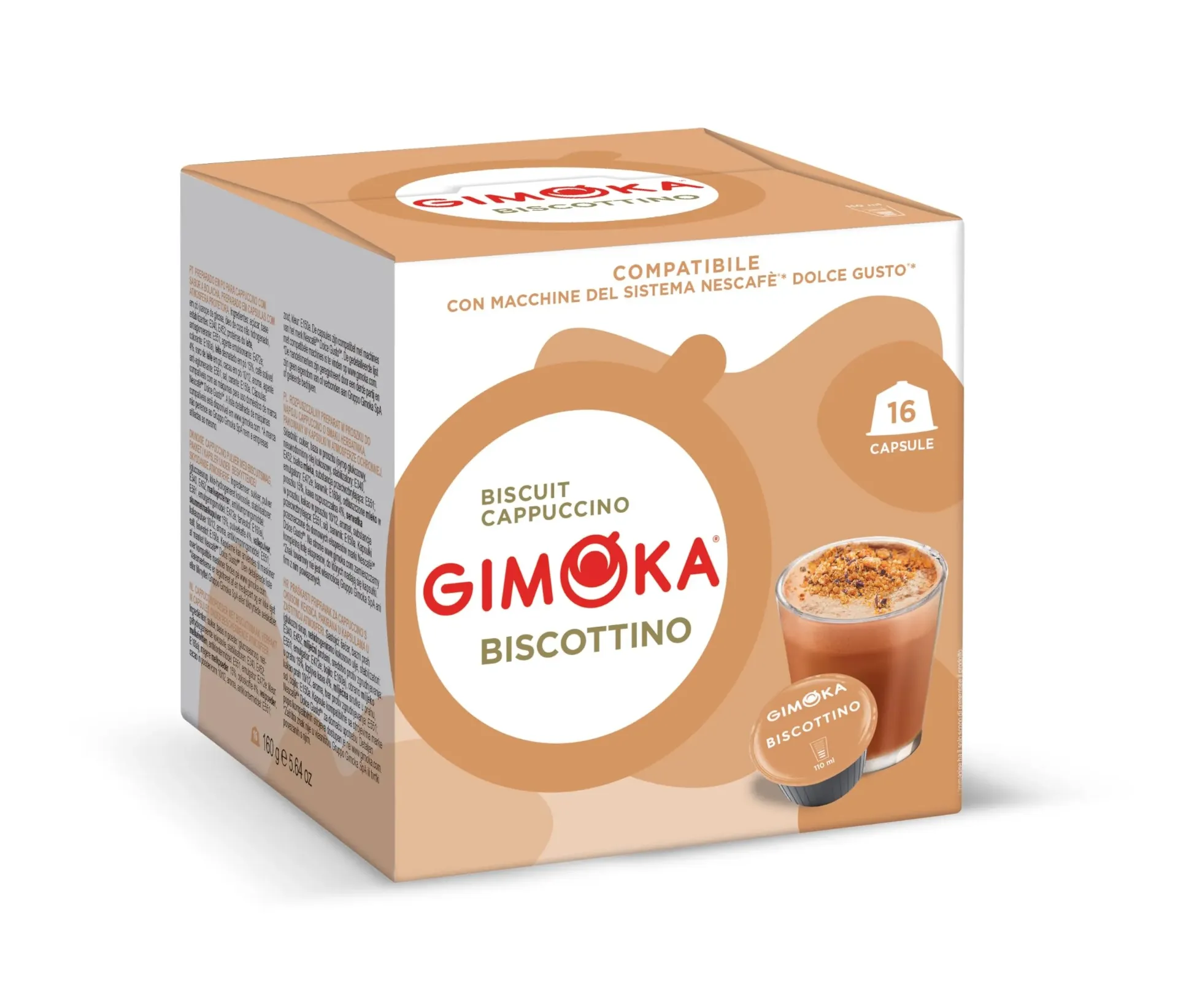 جيموكا كبسولات بيسكوتينو 160  جم/GIMOKA CAPSUALES BISCOTTINO 160 G