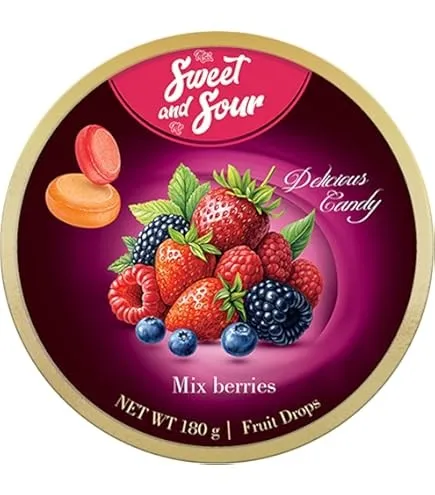 سويت ان سور حلوى نكهة ميكس التوت 180  جم/SWEET AND SOUR MIX BERRIES CANDY 180 G