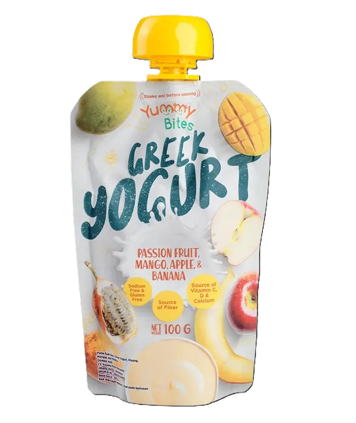 يامى بايتس زبادى يونانى بالباشن فروت والتفاح والمانجو والموز 100 جم/YUMMY BITES GREEK YOUGRT PASSION FRUIT, MANGO ,APPLE, BANNA 100 G
