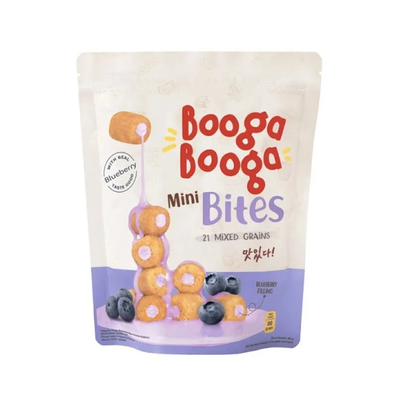 بوجا بوجا مينى بايتس نكهة البلوبيرى 80  جم/BOOGA BOOGA MINI BITES BLUEBERRY 80 G