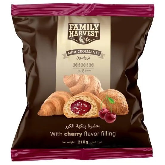 فاميلى هارفست مينى كرواسون بحشوة الكرز 210  جم/FAMILY HARVEST MINI CROISSANTS CHERRY FLAVOR 210G