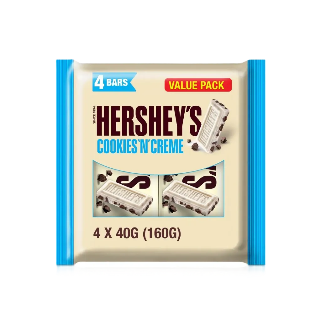 هيرشيز كوكيز وكريمة 4*40 جم/HERSHEY'S COOKIES&CREAM 4*40 G