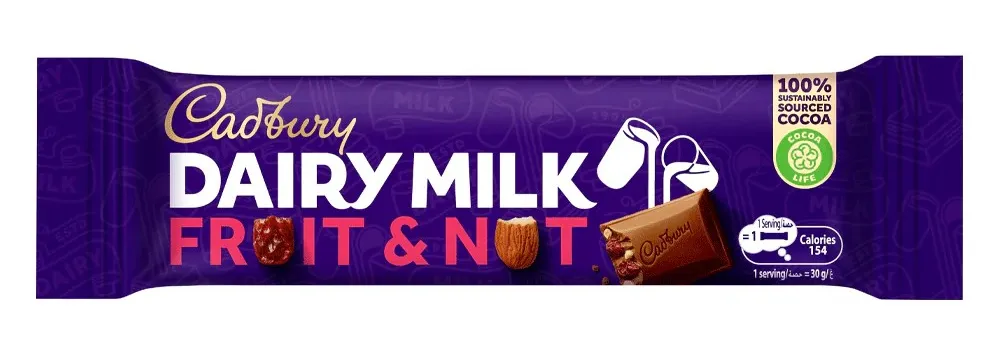 كادبورى ديرى ميلك فلروت اند نوت 30 جم*12/CADBURY DAIRYMILK FRUIT&NUT 30G*12