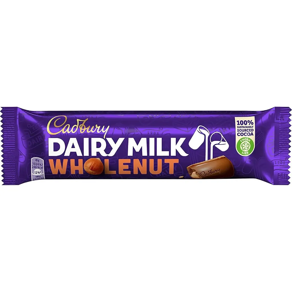 كادبورى ديرى ميلك بالبندق الكامل 45 جم/CADBURY DAIRY MILK WHOLE HAZELNUT 45 G