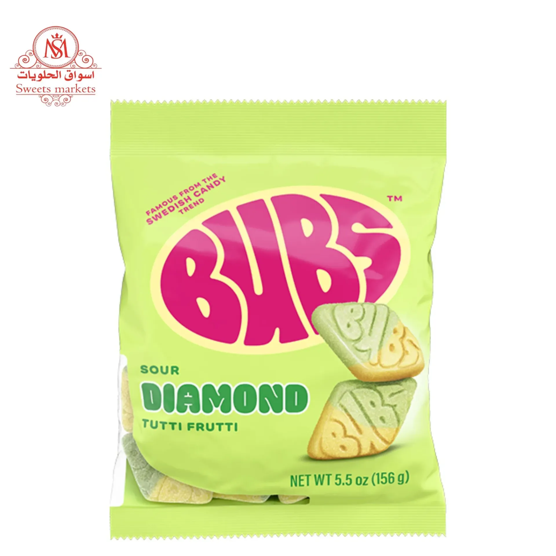 بابس توفى نكهة التوتى فروتى 155.9  جم/BUBS SOUR DIAMOND TUTTI FRUTTI TOFFE 155.9 G