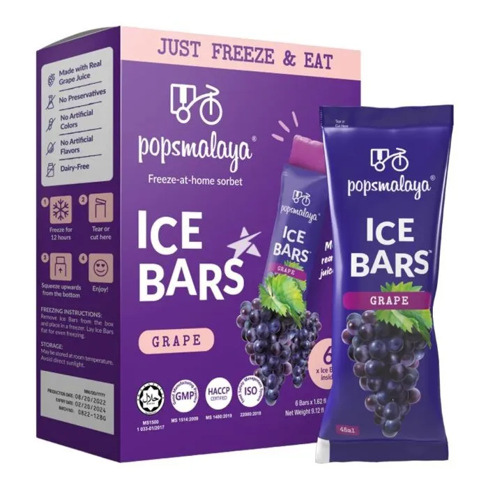 بوبس مالايا اصابع مثلجات العنب 45 مل*6 POPSMALAYA ICE BARS GRAPE 45 ML*6