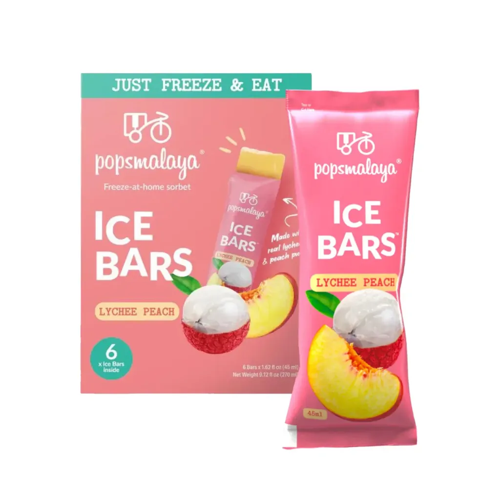 بوبس مالايا اصابع مثلجات الليتشى والخوخ 45 مل*6 POPSMALAYA ICE BARS LYCHEE PEACH 45 ML*6