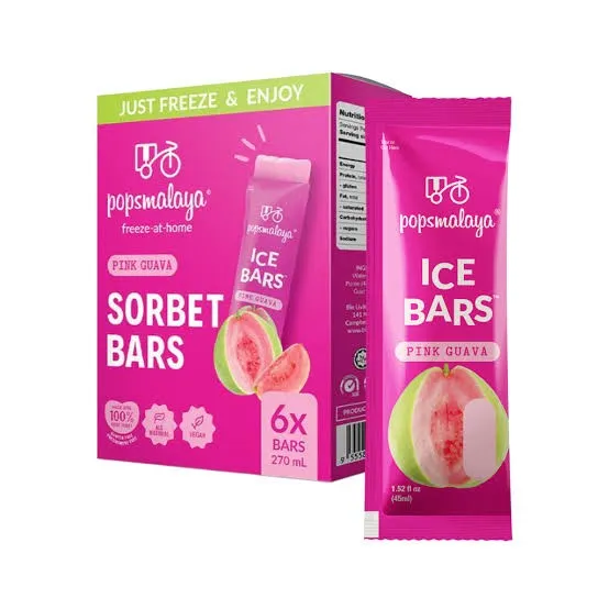 بوبس مالايا اصابع مثلجات الجوافة الوردية 45 مل*6 POPSMALAYA ICE BARS PINK GUAVA 45 ML*6