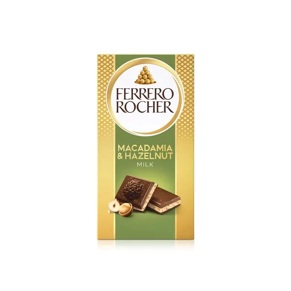 فيريرو روشير بار شوكولاتة الحليب بالبندق 90  جم/ FRERRO ROCHER MACADAMIA&HAZELNUT MILK CHOCOLATE 90 G