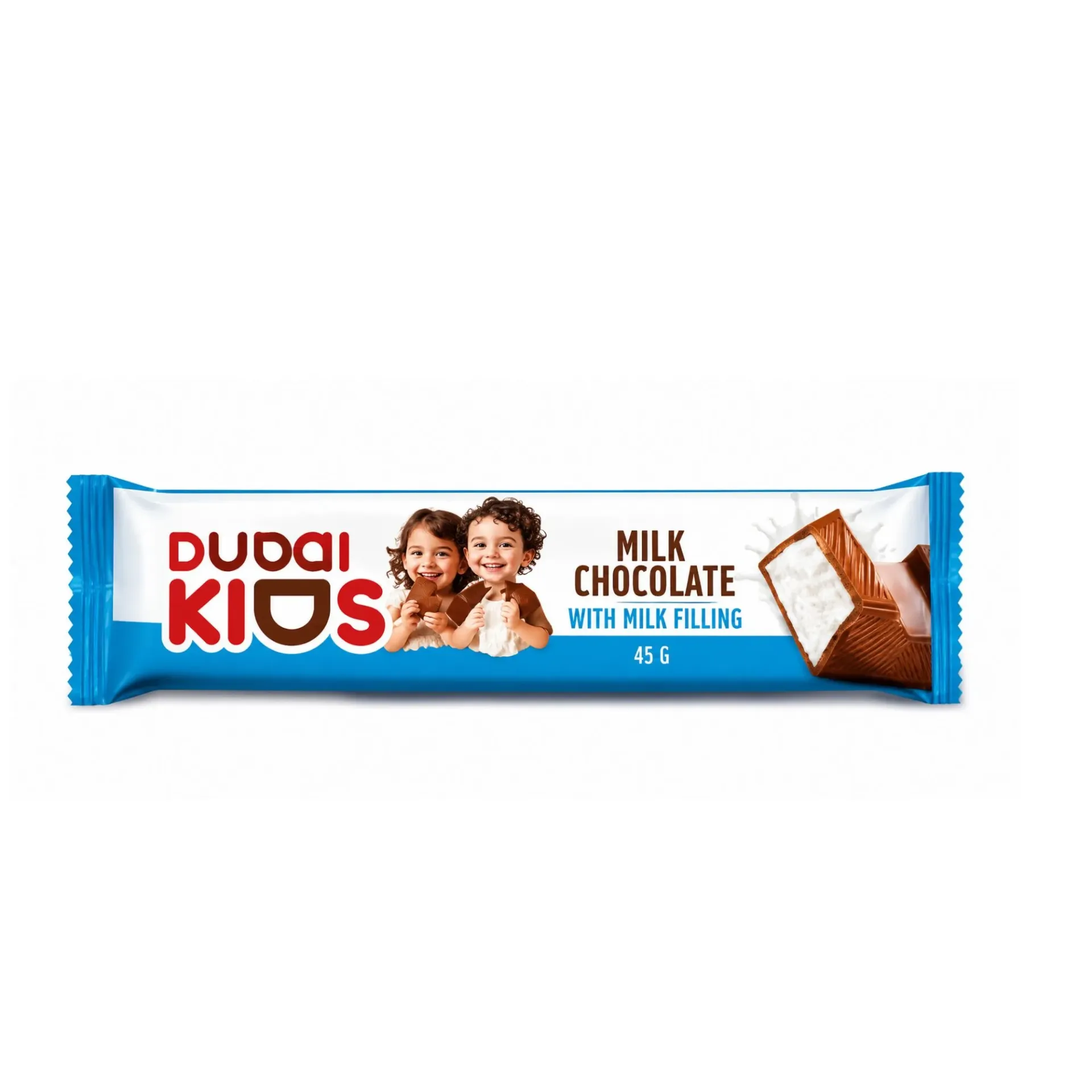 دبى كيدز بار شوكولاتة مع حشوة الحليب 45  جم/DUBAI KIDS CHOCOLATE BAR WITH MILK FILLING 45 G