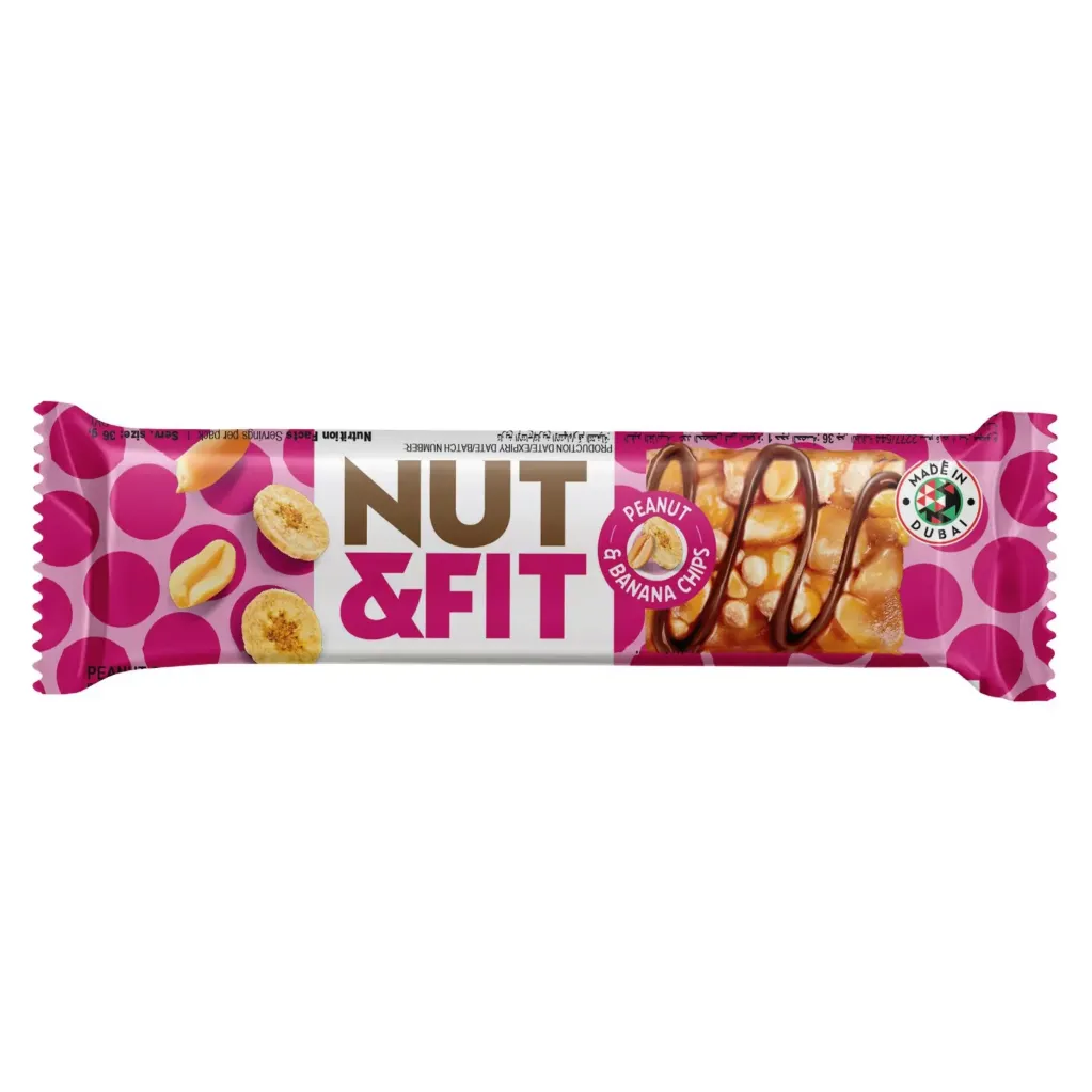 نوت اند فيت بار اللوز والفول السودانى وزبدة الفول السودانى  36 جم/NUT&FIT ALMOND, PEANUTS &PEANUTBUTTER BAR 36 G