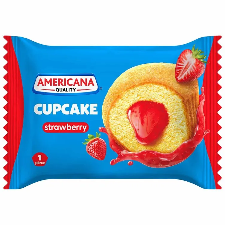 امريكانا كب كيك الفراولة 10*20 جم/AMERICANA STRAWBERRY CUP CAKE 10*20G