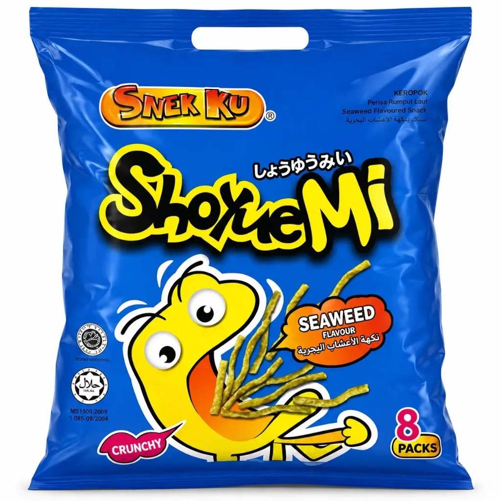 سناك كو وجبة خفيفة بنكهة الطحلب البحرى 14 جم*8/SNEK KU KEROPOK BERPERISA ASLI 14G*8