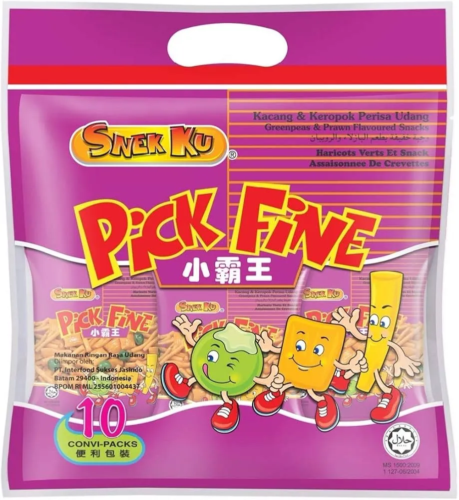 سناك كو بيك فاين مقرمشات القمح والبازلاء بتتبيلة الروبيان وطعم السمك 20جم*8/SNEK KU PICK FINE PEAS&PRAWN FLAVOURED SNACK 20G*8
