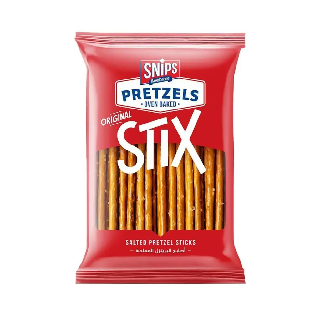 سنيبس سناك مخبوز اصابع البريتزل الممحلة 30 جم/SNIPS BAKED PRETZELS STICKS SALT 30 G