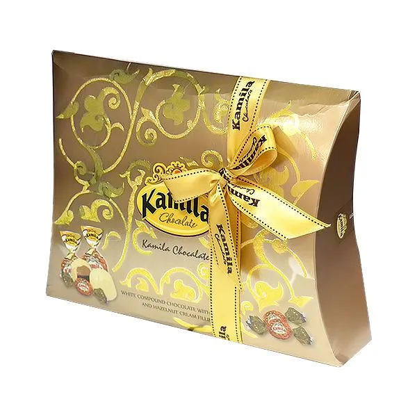 KAMILA GOLD BOX MILK CHOCOLATE WITH VANILLA AND HAZELNUT CREAM 300G - كاميلا جولد بوكس شوكلاتة حليب بالفانيلا وكريمة البندق 300جم