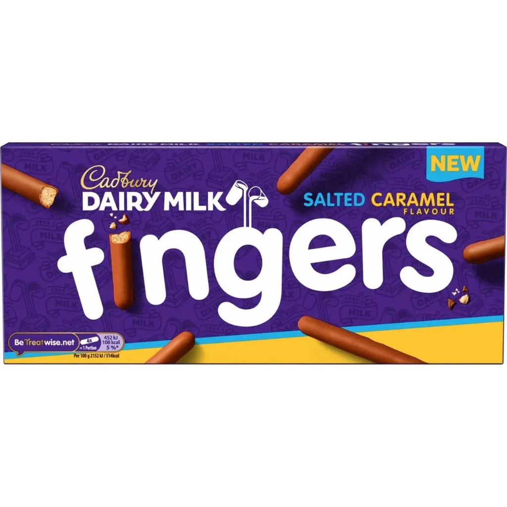 كادبورى ديرى ميلك فينجرز بالكراميل المالح 114  جم/CADBURY DAIRY MILK FINGERS SALTED CARAMEL 114 G