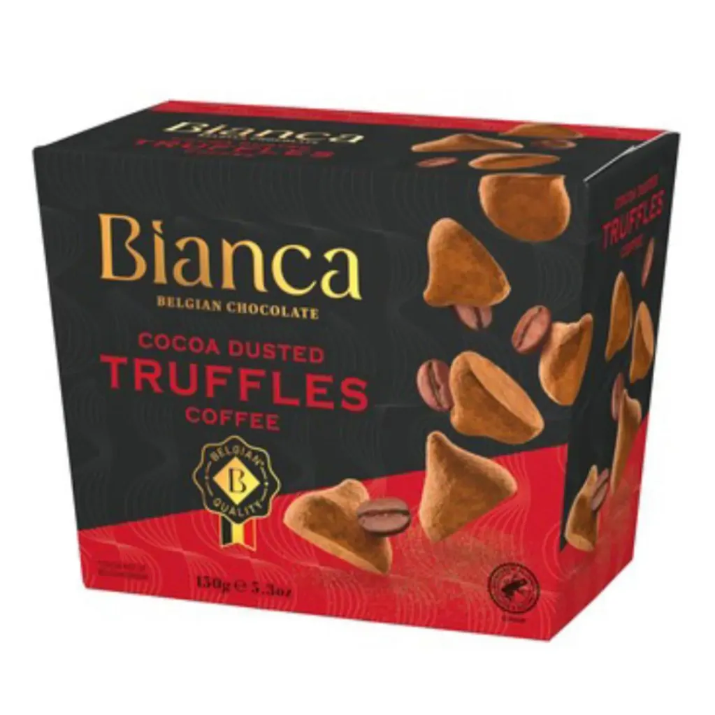 بيانكا شوكولاتة بلجيكى ترافيل الكاكاو والقهوة 150 جم/BIANCA BELGIAN CHOCOLATE COCOA DUSTED TRUFFLES COFFE 150 G