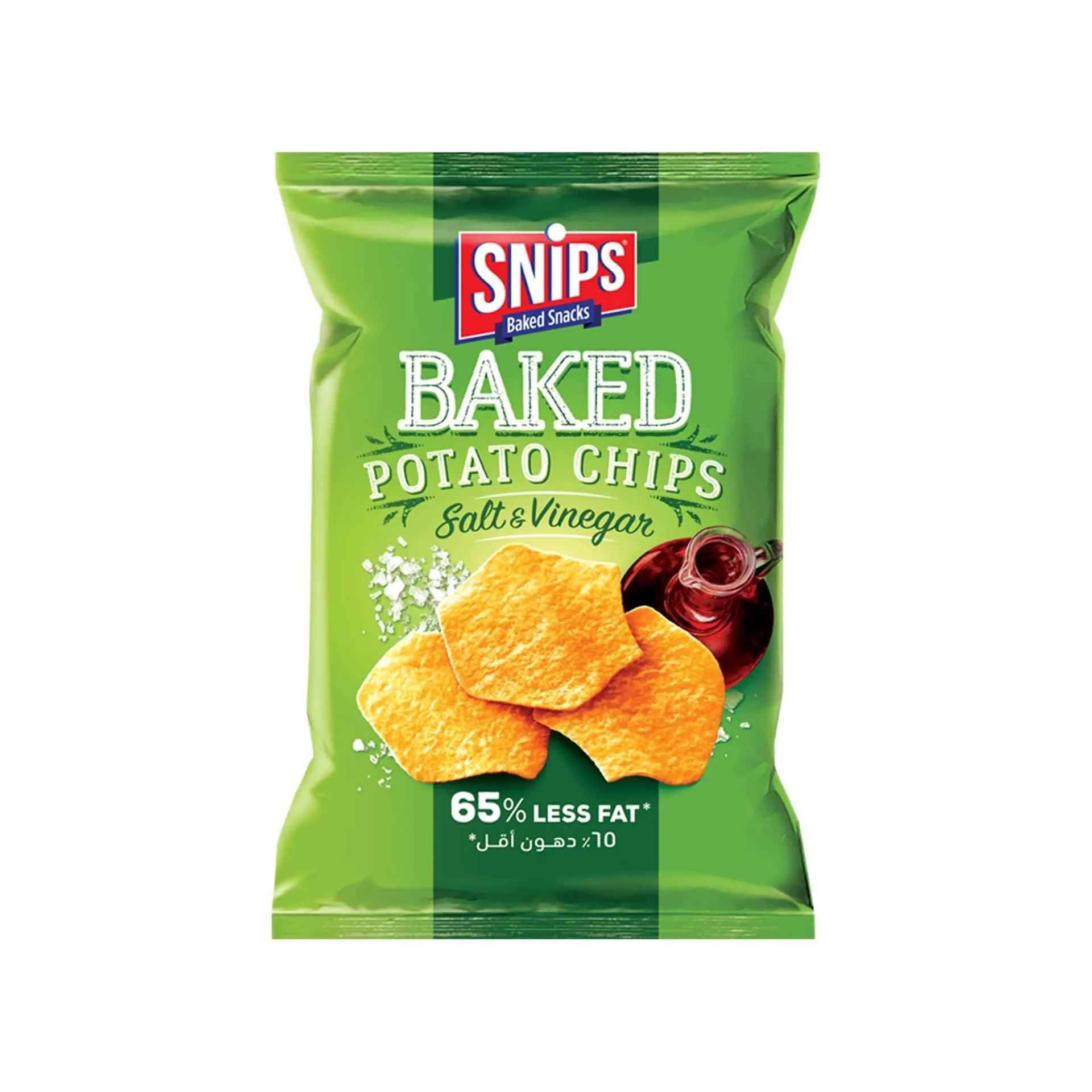 سنيبس سناك مخبوز شيبس البطاطا بالملح والخل 150  جم/SNIPS BAKED SNACKS BAKED POTATO CHIPS SALT&VINEGAR 150 G