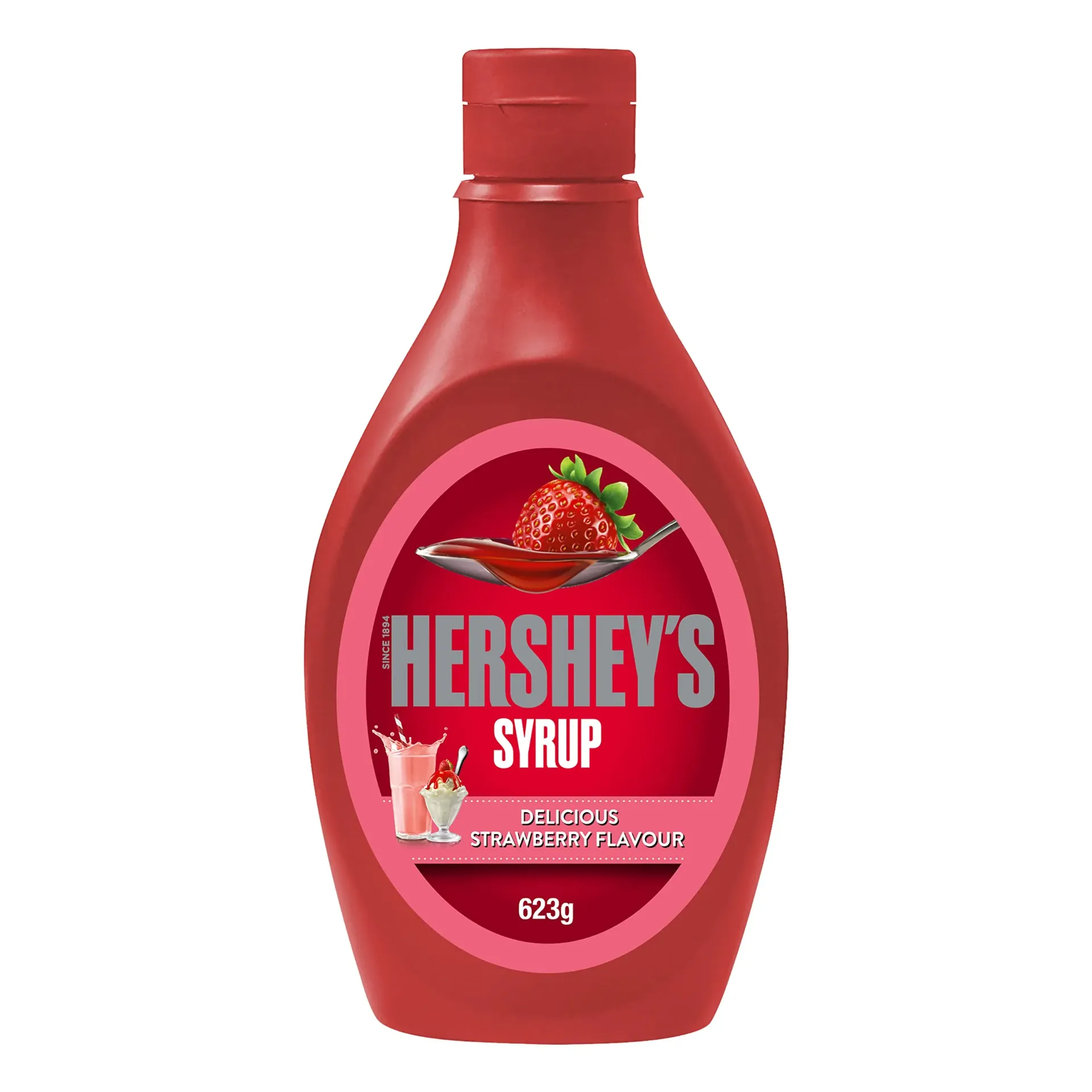 هيرشيز صوص الحلويات نكهة الفراولة 623 جم/HERSHEY'S SYRUP STRAWBERRY FLAVOR 623 G