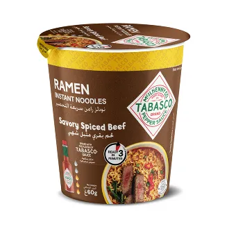 تابسكو نزولز كوب نكهة لحم بقرى متبل شهى 60  جم/TABASCO RAMEN SAVORY SPICED BEEF 60 G