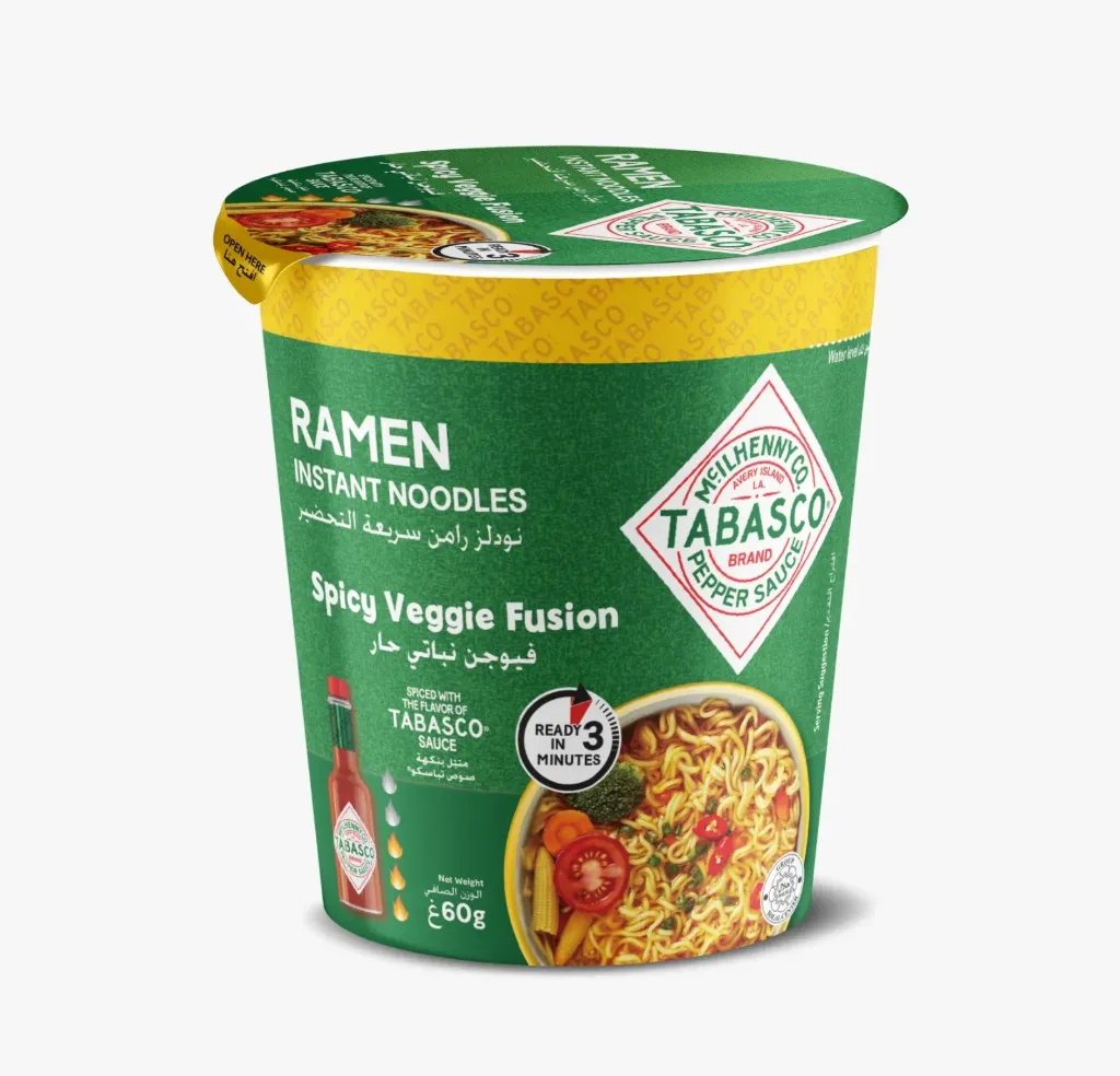 تابسكو نزولز كوب نكهة فيوجن نباتى حار 60  جم/TABASCO RAMEN SPICY VEGGIE FUSION 60 G