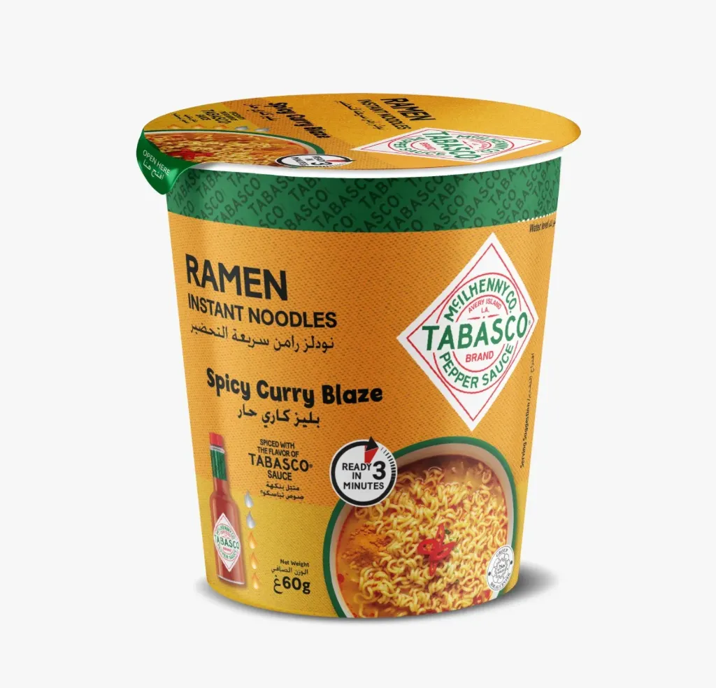 تابسكو نودلز كوب نكهة بليز كارى حار 60  جم/TABASCO RAMEN SPICY CURRY BLAZE 60 G
