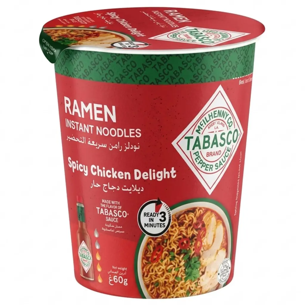 تابسكو نزولز كوب نكهة ديلايت دجاج حار 60  جم/TABASCO RAMEN SPICY CHICKEN DELIGHT 60 G