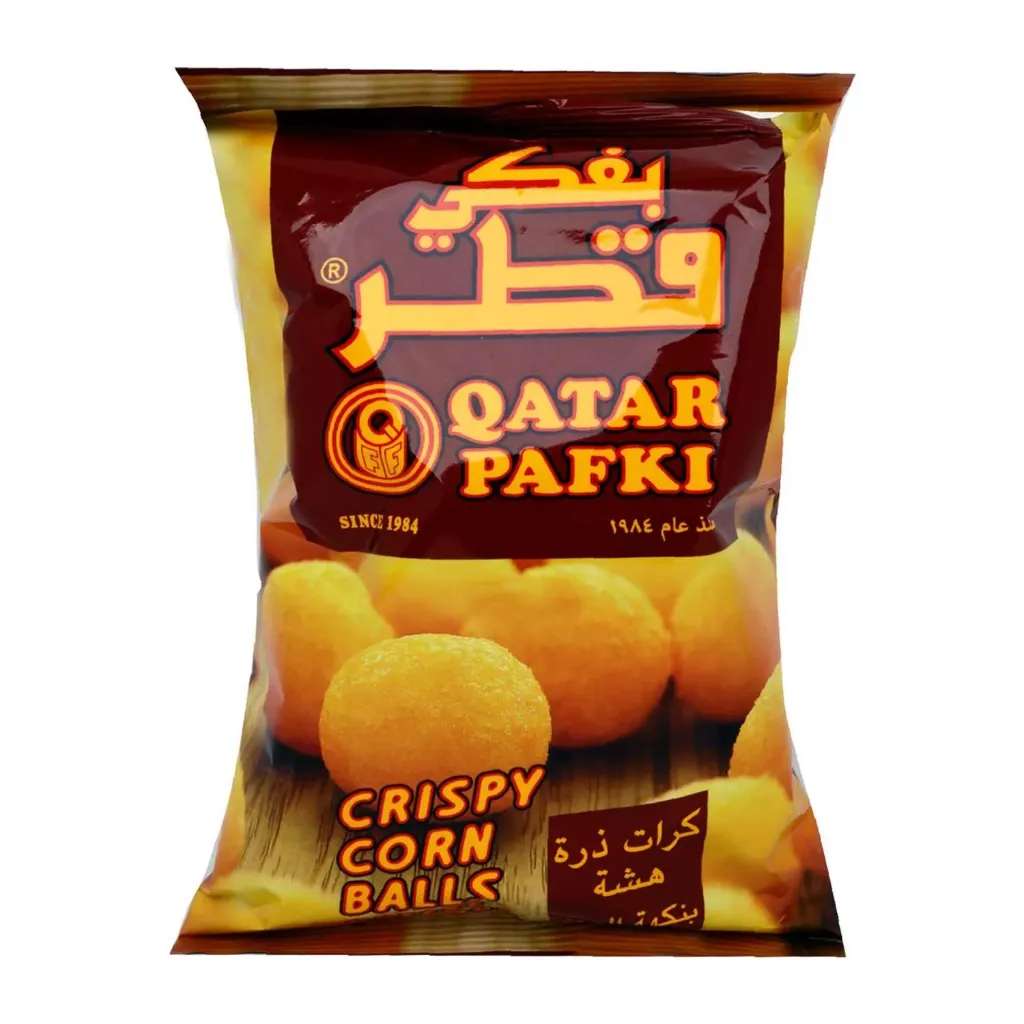 بفكى قطر كرات الذرة الهشة بالكاتشب 80 جم/QATAR PAFAKI CRISPY CORN BALL KETCHUP 80 G