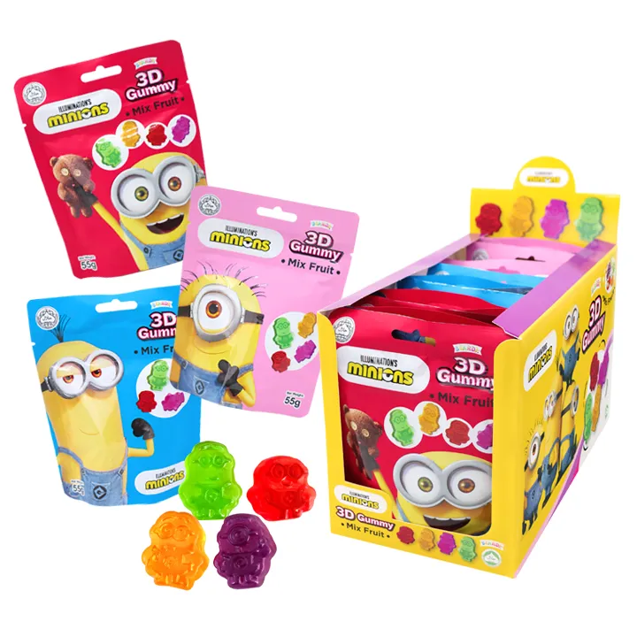 حلوى هلامية ثرى دى على شكل المينيونز 55  جم/3D GUMMY MINIONS MIX FRUIT 55 G