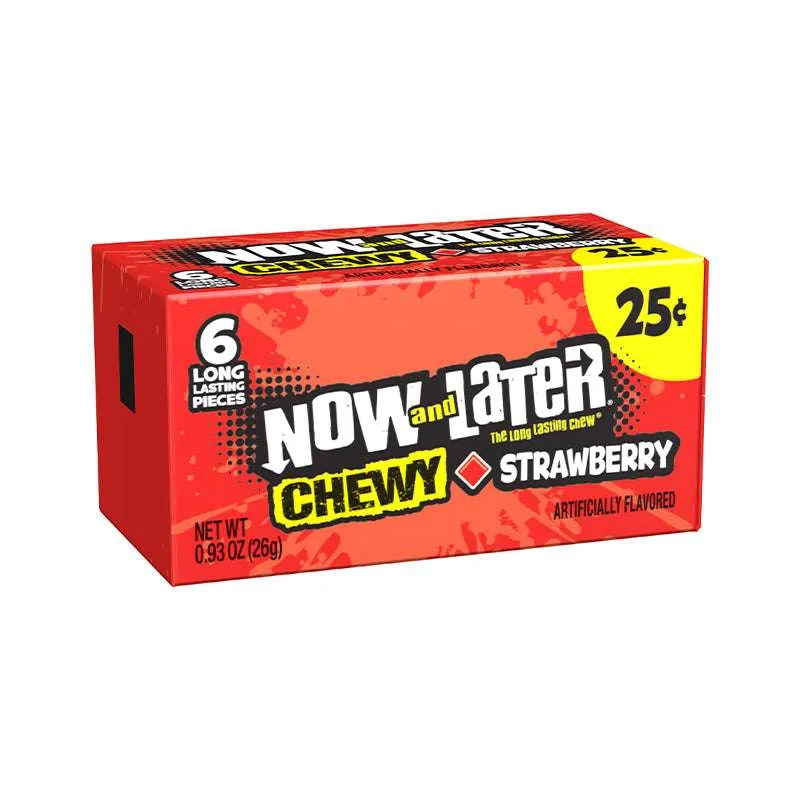علك ناو اند ليتر نكهة الفراولة 26جم/NOW AND LATER CHEW STRAWBERRY FLAVOR 26 G