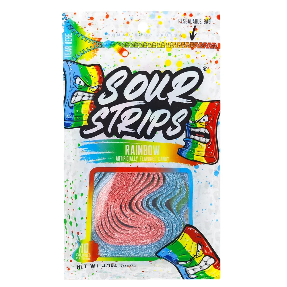 SOUR STRIPS CANDY RAINBOW Flavor 96g - حلوى صور ستريبس بنكهة الرينبو  96  جرام