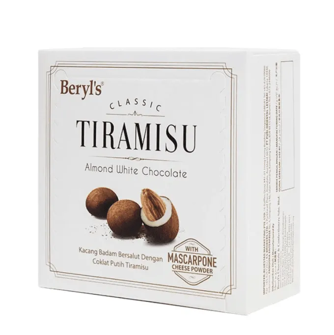 BERYL'S TIRAMISU ALMONDS WHITE CHOCOLAT 100 G - بيرلز تراميسيو اللوز بالشوكولاتة البيضاء 100 جم
