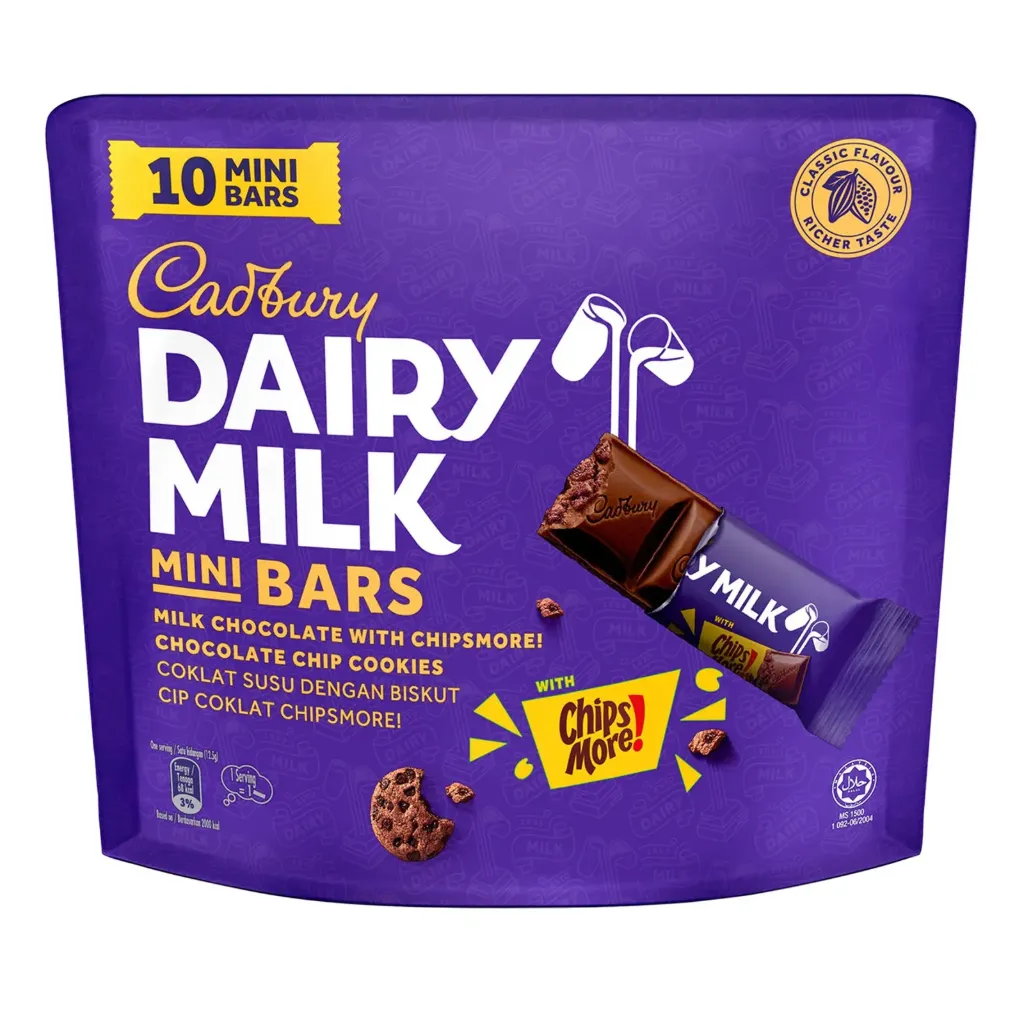 كادبورى مينى بار شوكليت شيبس 115  جم/CADBURY DAIRY MILK MINI BAR CHIPS MORE 115 G