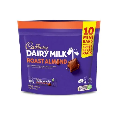 كادبورى مينى بار اللوز المحمص 115 جم/CADBURY DAIRY MILK MINI BAR ROAST ALMONDS 115 G