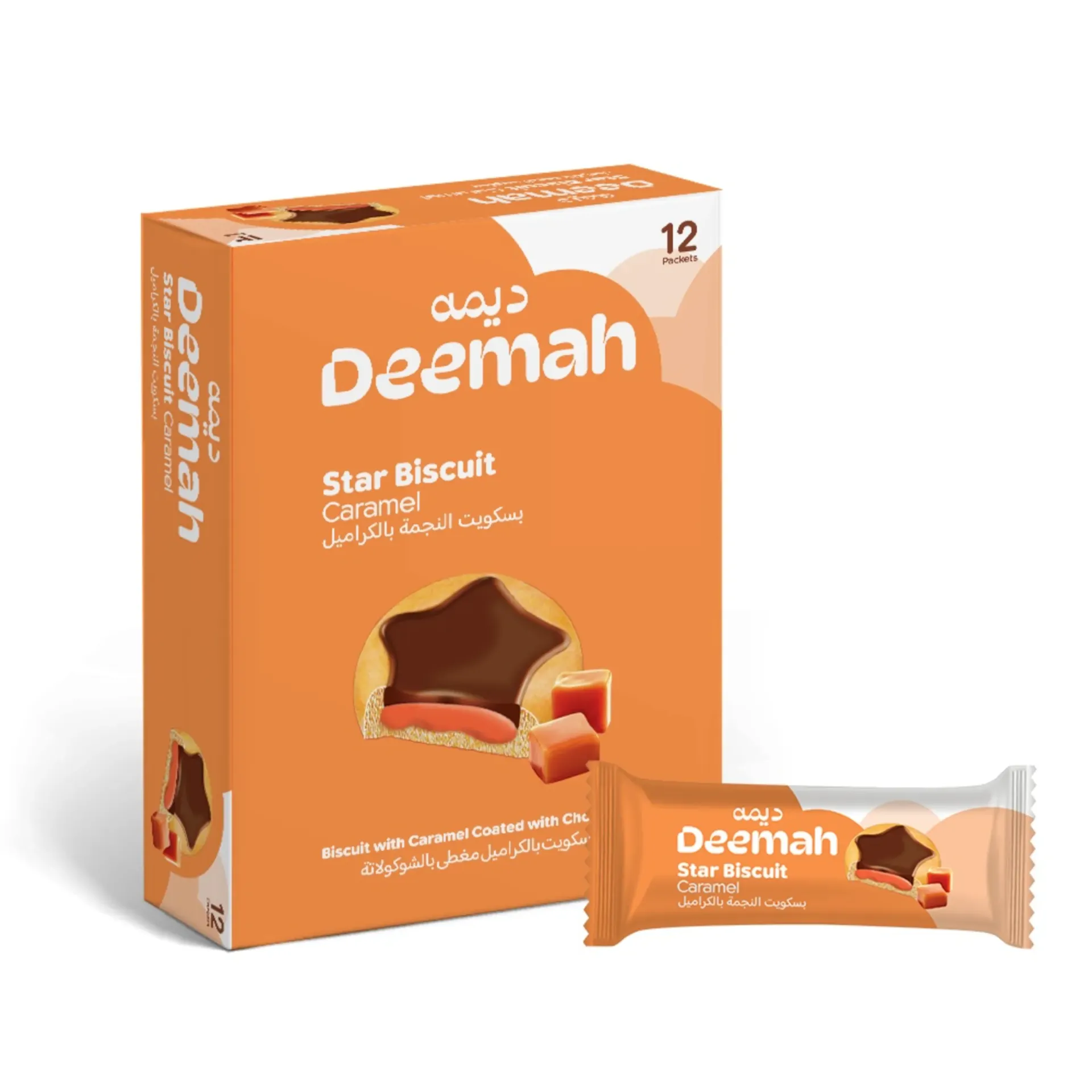 ديمة بسكويت النجمة بالكراميل 27  جم*12/DEEMAH STAR BISCUITS CARAMEL 27 G*12